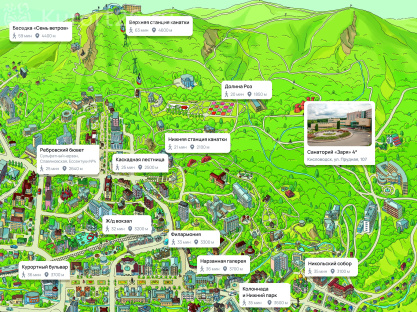 Санаторий «Заря» Кисловодск на карте Санаторий «Заря» Кисловодск — карта расположения